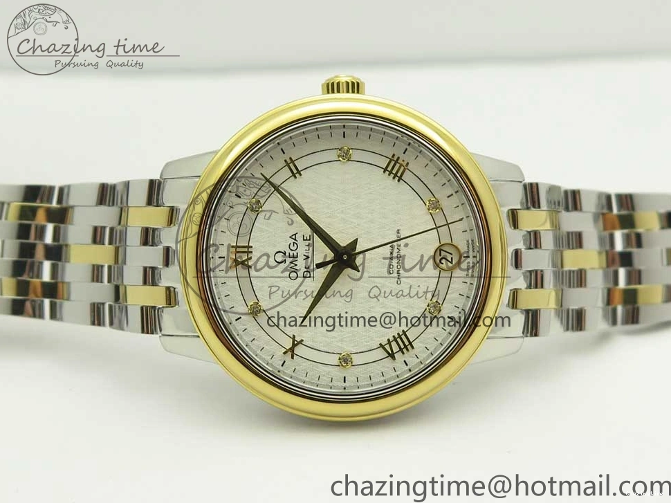 0523 Attractive De Ville Prestige Ladies 32.7mm SS MKF 1:1 Best Edition White Dial Roman Markers on SS YG Bracelet MIYOTA 7965